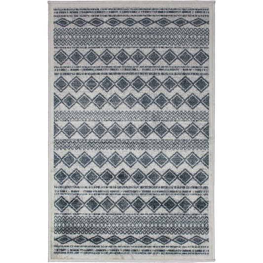 Matrix Blue and Ivory Washable Rug