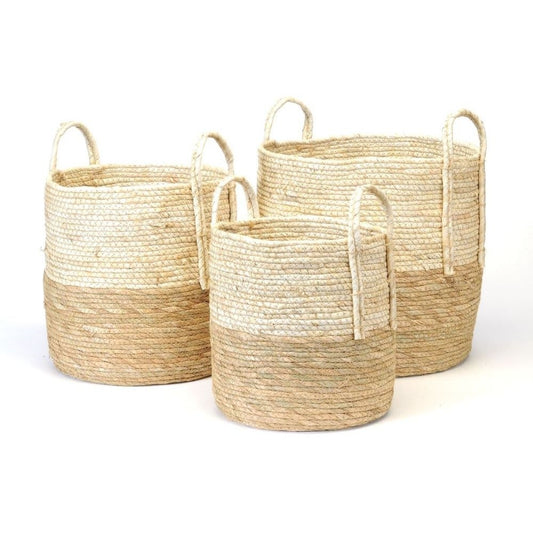 Natural Straw Cylinder Basket