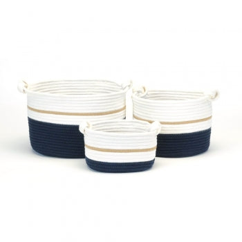 Oval Navy and White Storage Basket (3 Sizes)
