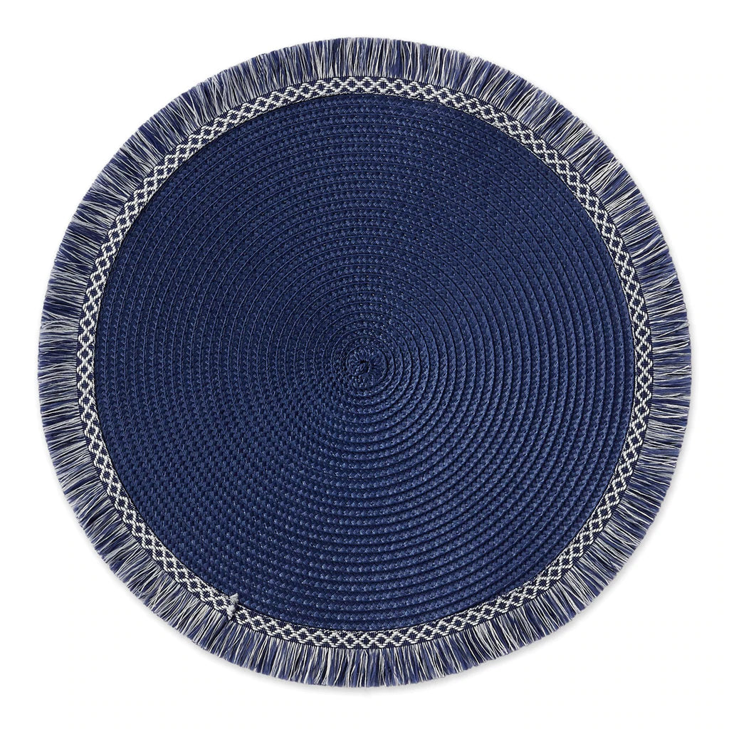 Round Fringed Placemat - Midnight Blue