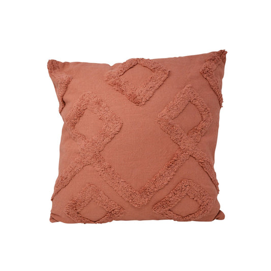 Diamond Pattern Cushion - Rust