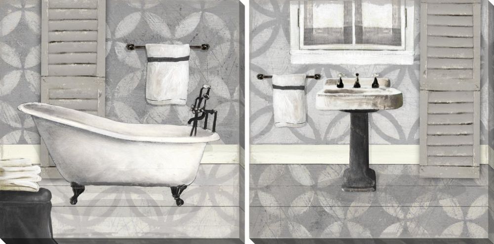 Grey and White Bath Prints Set of 2 **Store Pickup Only**