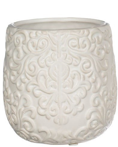 Off White Pot with Design