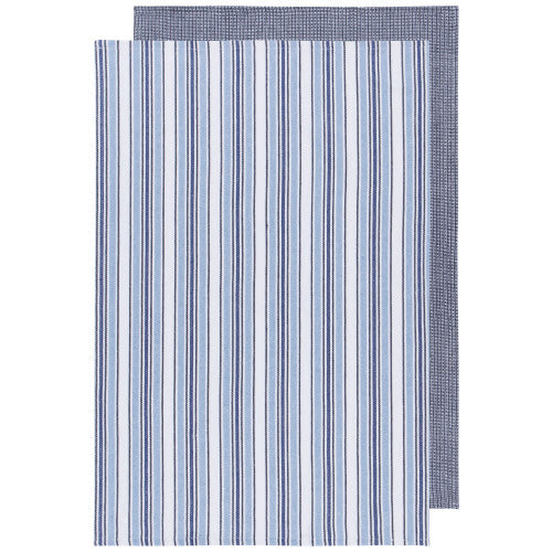 Set of Two Blue Patterned Tea Towels