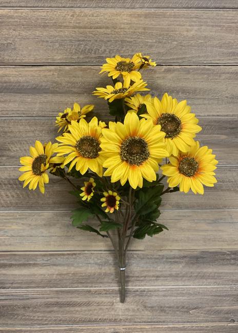 Yellow Artificial Sunflower Bunch with large and small blooms