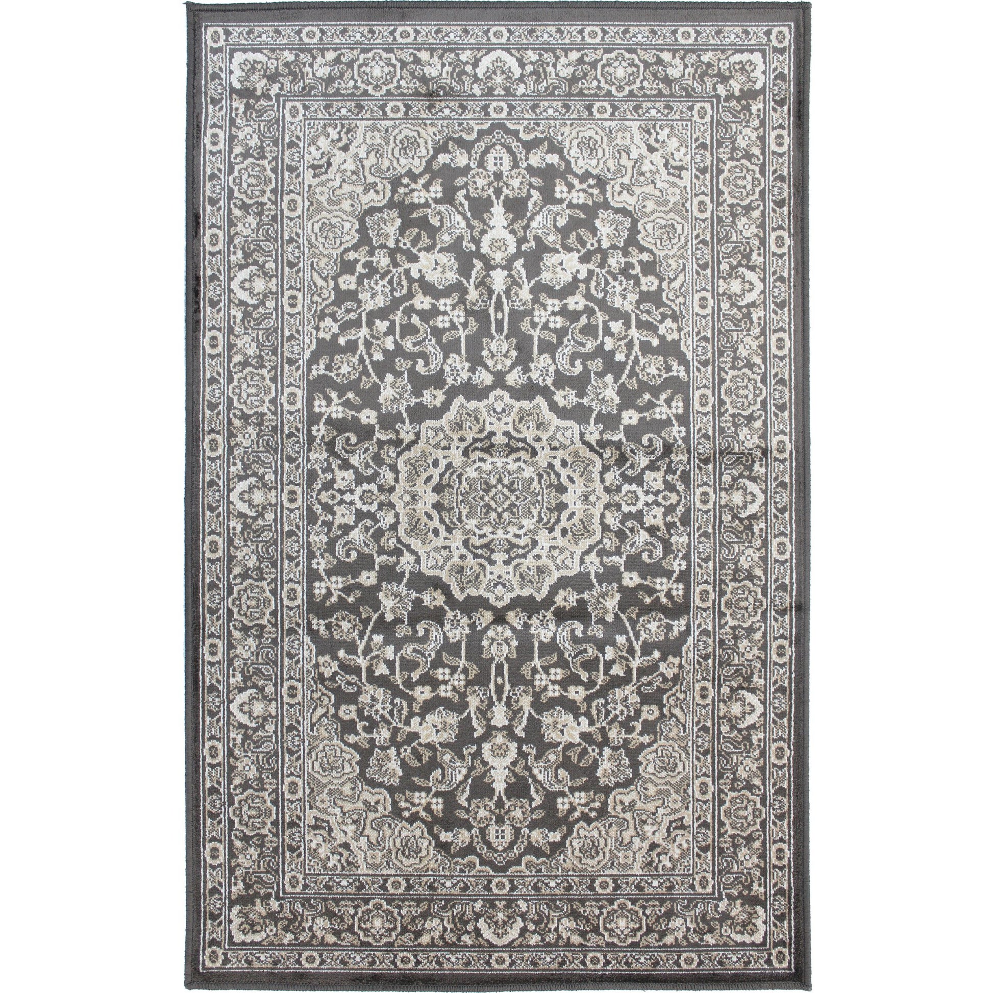 2x4' Dark Grey/Brown Washable Low pile rug 