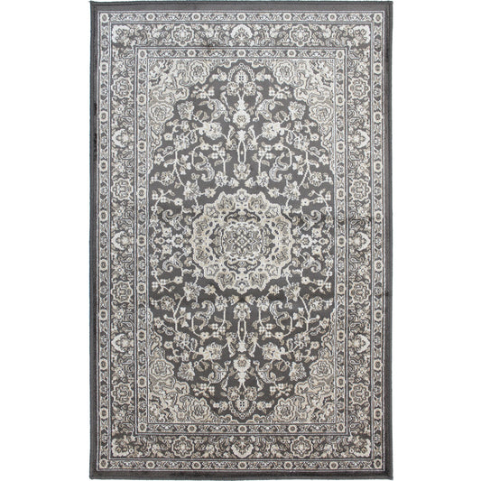 2x4' Dark Grey/Brown Washable Low pile rug 