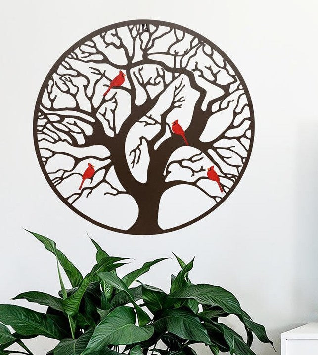 Metal Tree with Cardinals  Wall Art (2 Sizes) **Store Pickup Only**