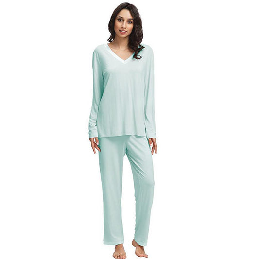 Bamboo Long Sleeve V Neck PJ Set Mist