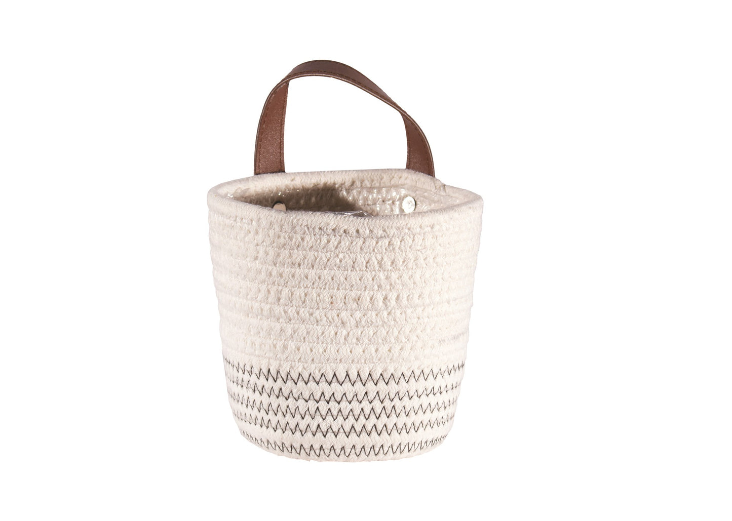 White Woven Basket with Handle 5.5"