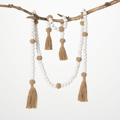 Jute and Wooden Bead White and Natural Garland (Assorted Sizes)