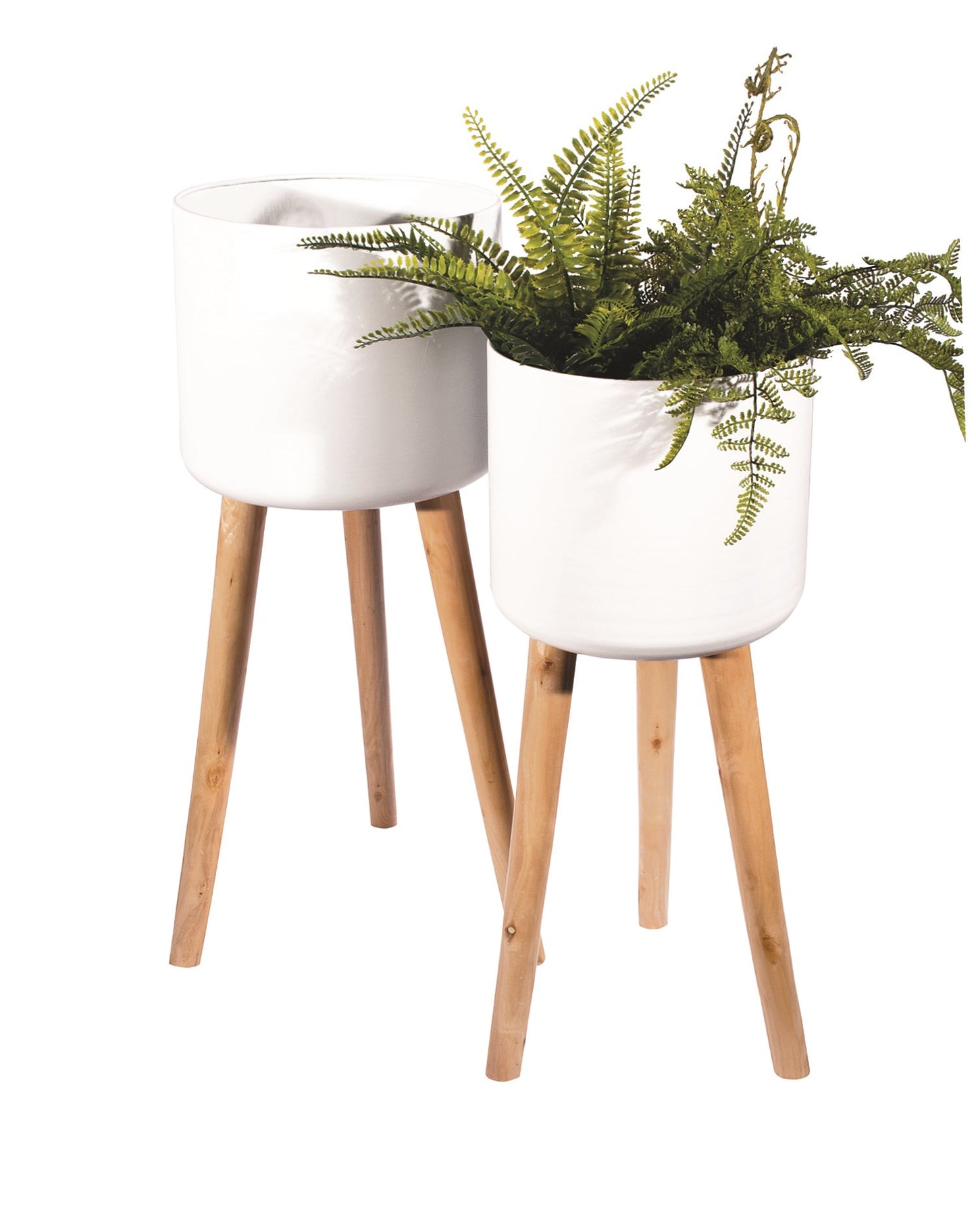 White & Wood Plant Stand (2 Sizes)