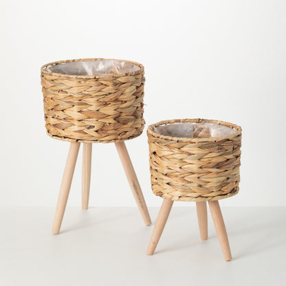 Planter Basket with Wooden Legs