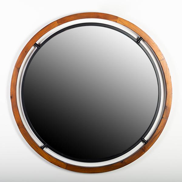 Wood and Metal Round Mirror 32" *Pick Up Only