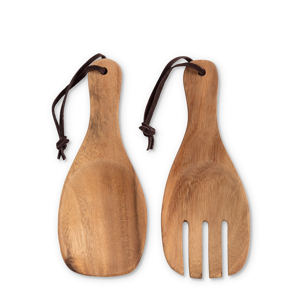 Short Scoop Servers with Wooden Strap- Set of 2