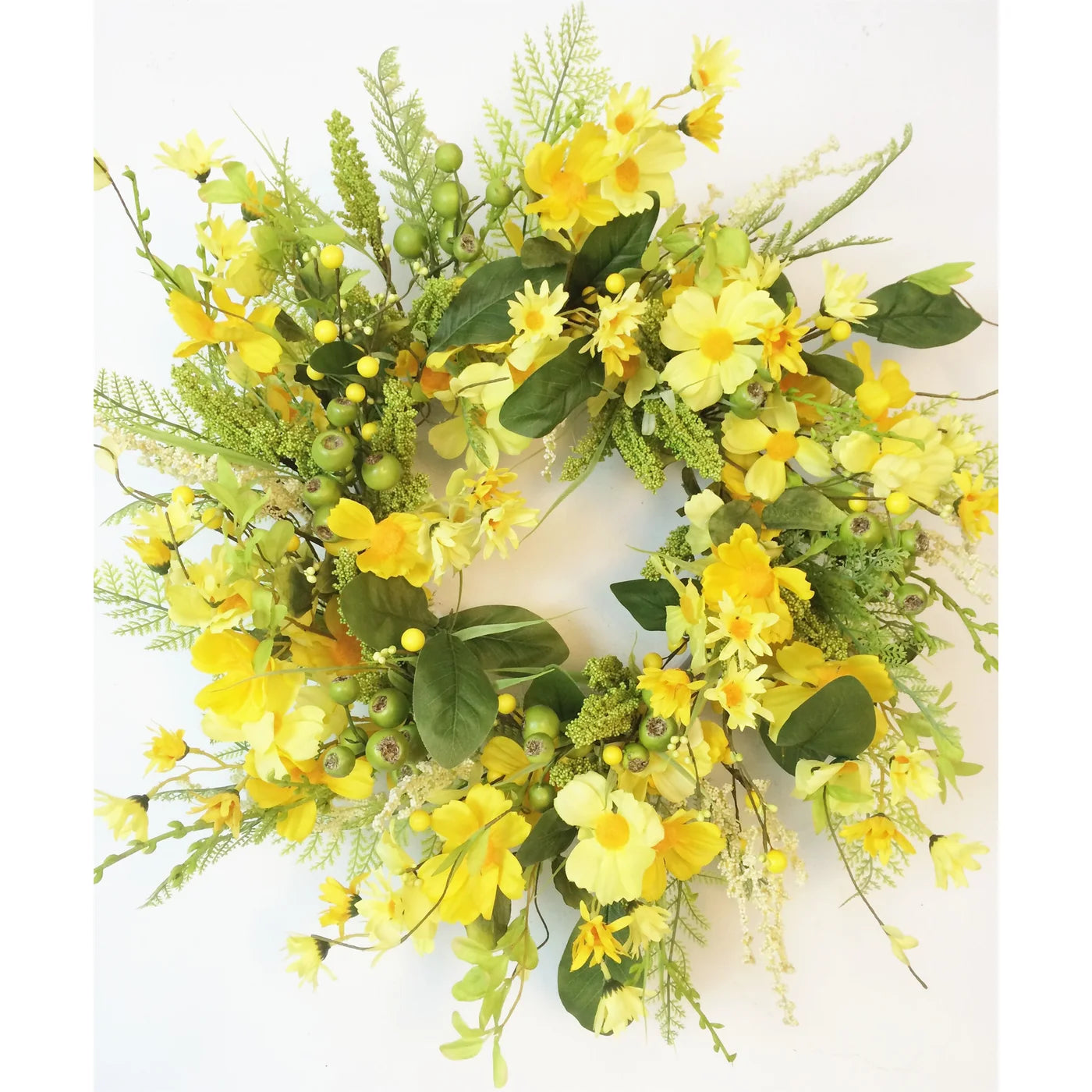 Yellow Florals and Berries Wreath 24"